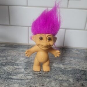 Vintage Russ Troll Doll 4" Nude Figure Fuchsia Purple Hair
